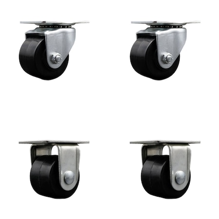 Service Caster Low Profile Polyolefin 2-1/2'' Wheel Top Plate Swivel Caster Set with 2 Rigid, 4PK SCC-04S25175-POR-2-R-2